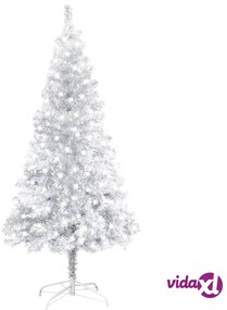 vidaXL Albero Natale Artificiale con LED e Supporto Argento 120 cm PET