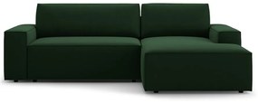 Divano angolare verde scuro allungabile/con contenitore (con penisola a destra/con chaise lounge) con rivestimento in velluto Jodie – Micadoni
