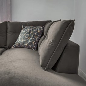 Divano letto angolare in velluto grigio scuro L, angolo destro Stylish Stan - Miuform