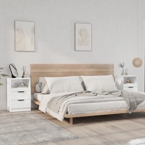 Comodini 2 Pz Bianco Lucido İn Legno Multistrato /