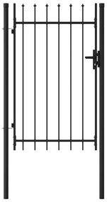 Cancello A Singola Anta Con Punte İn Acciaio 1x1,5m Nero /