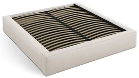 Letto matrimoniale imbottito color crema con contenitore e rete inclusi 180x200 cm Simon – Micadoni