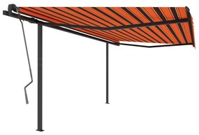 Tenda Sole Retrattile Manuale con Pali 4x3 m Arancione Marrone