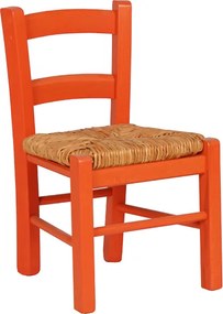 SEDIOLINA baby in Legno Seduta paglia Sedia piccola per Bambino ARANCIO