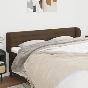 Testiera Ad Orecchio Marrone Scuro 163x23x78/88 Cm İn Tessuto /