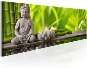 Quadro Buddha  Meditation  Colore Verde, Dimensioni e Misure 120x40