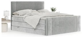 Letto boxspring grigio chiaro con contenitore 200x200 cm Bergamo – Maison de Rêve