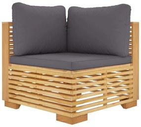 Set divani da giardino 4 pz con cuscini legno massello di teak