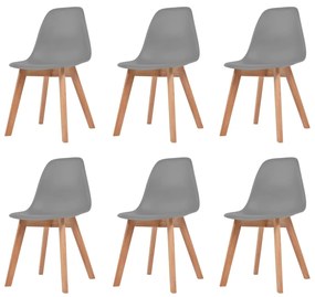 Sedie Da Pranzo 6 Pz Grigie İn Plastica /