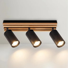 Brilagi - Faretto SELE WOOD 3xGU10/30W/230V nero/legno