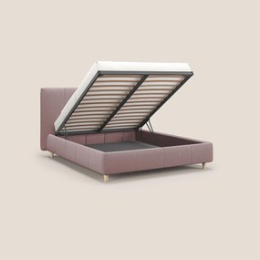 Laura letto imbottito contenitore e sfoderabile in microfibra velluto impermeabile T09 rosa