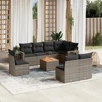 Set Divano da Giardino 9 pz con Cuscini Grigio in Polyrattan 3256935