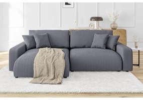 Divano letto angolare in velluto a coste grigio scuro (penisola variabile) Sara - Ropez