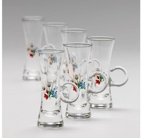Set 6x Bicchiere da liquore con manico limpido con motivo a bouquet no 5