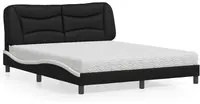 Letto con Materasso Nero e Bianco 160x200cm Similpelle 3208736