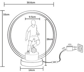 Zuma Line EX04F237U-1 - Lampada da tavolo LED PILKARZ LED/4W/5V nero/bianco