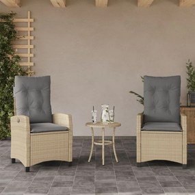 Sedie reclinabili giardino 2pz cuscini beige misto polyrattan