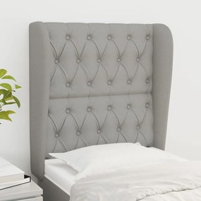 Testiera Ad Orecchio Grigio Chiaro 83x23x118/128 Cm İn Tessuto /