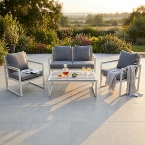 TORUS - salotto da giardino 4 posti in alluminio e polywood con cuscini