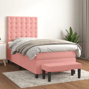 Giroletto A Molle Con Materasso Rosa 90x190 Cm İn Velluto /