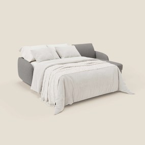 Ninfea Divano Letto Angolare con Penisola Contenitore e Materasso H18 cm - piedini in metallo e Tessuto impermeabile T03 grigio