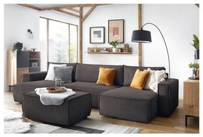 Poggiapiedi grigio tortora con rivestimento in velluto a coste Nihad – Bobochic Paris