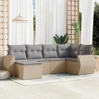 Set Divano da Giardino 6 pz con Cuscini Beige in Polyrattan 3253996