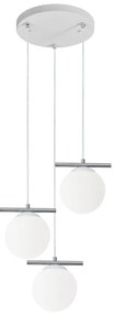 Lampadario Neoclassico Seby bianco paralume bianco 3x E14 Ø40cm NOVECENTO