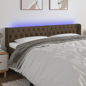 Testiera A Led Marrone Scuro 183x16x78/88 Cm İn Tessuto /