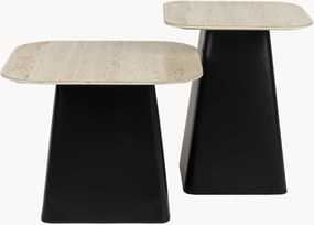 Set di 2 tavolini con piano effetto travertino Baru