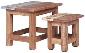Tavolini Impilabili 2 Pz İn Legno Massello Di Mogano /