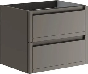 Mobile da bagno sospeso sotto lavabo L 59.5 x H 50 x P 45.5 cm grigio opaco, 2 cassetti Tratto