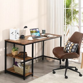 Costway Scrivania per computer con 2 mensole per casa e ufficio, Tavolo industriale 141x61cm