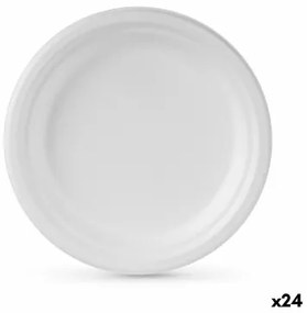 Set di piatti Algon Monouso Bianco Canna da Zucchero 22 cm (24 Unità)
