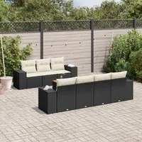 Set Divani da Giardino con Cuscini 8 pz Nero in Polyrattancod mxl 89466