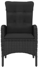 Set da Bistrot per Giardino 3 pz in Polyrattan e Acacia Nero