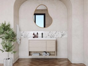 Mobile per bagno sospeso lavabo singolo 90 cm Naturale chiaro - PUJUKA