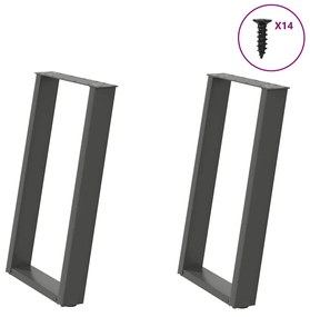 Gambe Tavolo Pranzo A U 2 Pz Antracite 60x(72-73) Cm Acciaio /