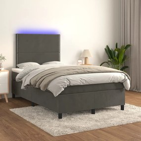 Letto A Molle Con Materasso E Led Grigio Scuro 120x200 Cm /