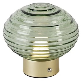 Lampada da tavolo in ottone con vetro verde ricaricabile - Lexie