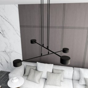 Lampadario a Sospensione in Acciaio GX53 MODUS 4 Nero 4xGX53