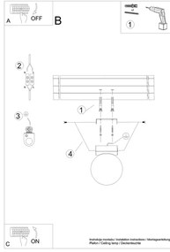 Lampada da soffitto nera con paralume in vetro ø 12 cm Umerta - Sollux