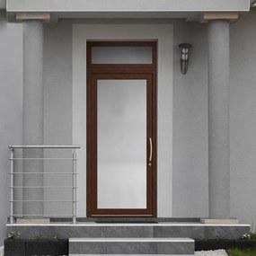 Portoncino d'ingresso Condo14 con vetro L 90 x H 210 cm in PVC noce, apertura spingere a sinistra