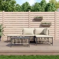 Set Divani da Giardino 5 pz con Cuscini Antracite in Polyrattan 3186728