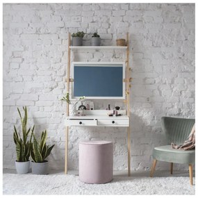 Comodino bianco con cassetto e specchio Leno - Ragaba