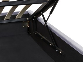 Letto matrimoniale con contenitore velluto grigio scuro 140 x 200 cm ROUEN Beliani