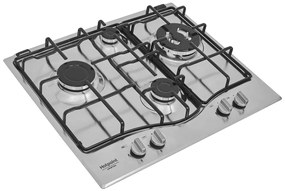 Piano cottura 4 fuochi L 59 cm PCN 642 T/IX/HAR HOTPOINT silver griglie in acciaio smaltato