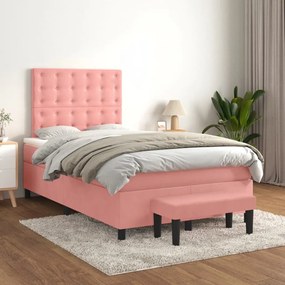 Giroletto A Molle Con Materasso Rosa 120x200 Cm İn Velluto /