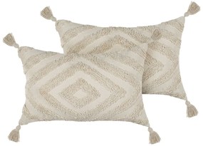 Set di 2 cuscini cotone ricamato beige chiaro 40 x 60 cm CRATAEGUS Beliani