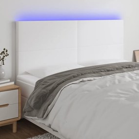 Testiera A Led Bianco 180x5x118/128 Cm İn Similpelle /